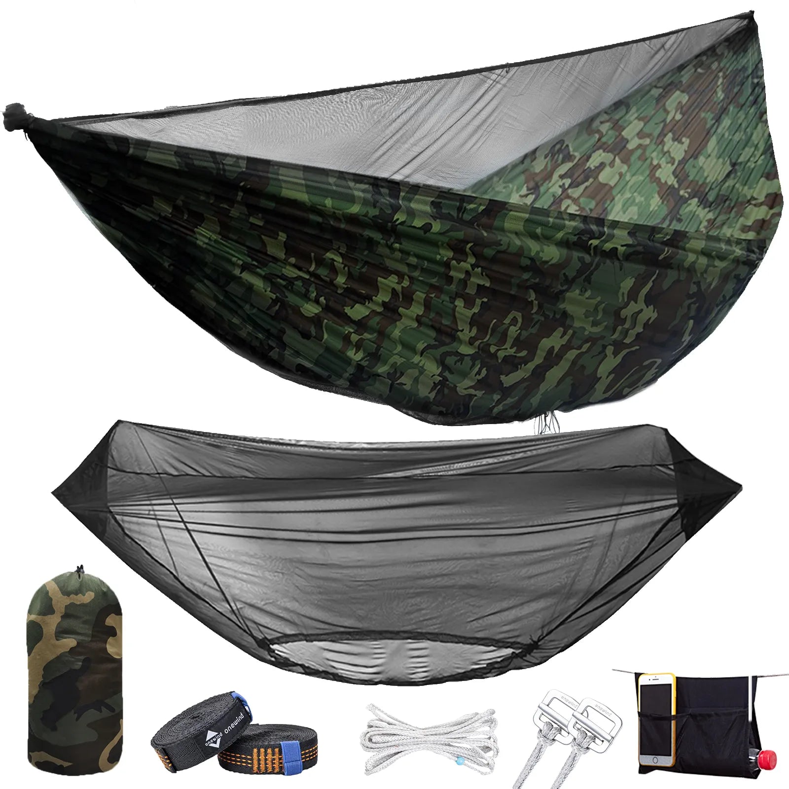 11ft Complete Double Camping Hammock System -Camouflage | Onewind 11ft Complete Double Camping Hammock System -Camouflage | Onewind