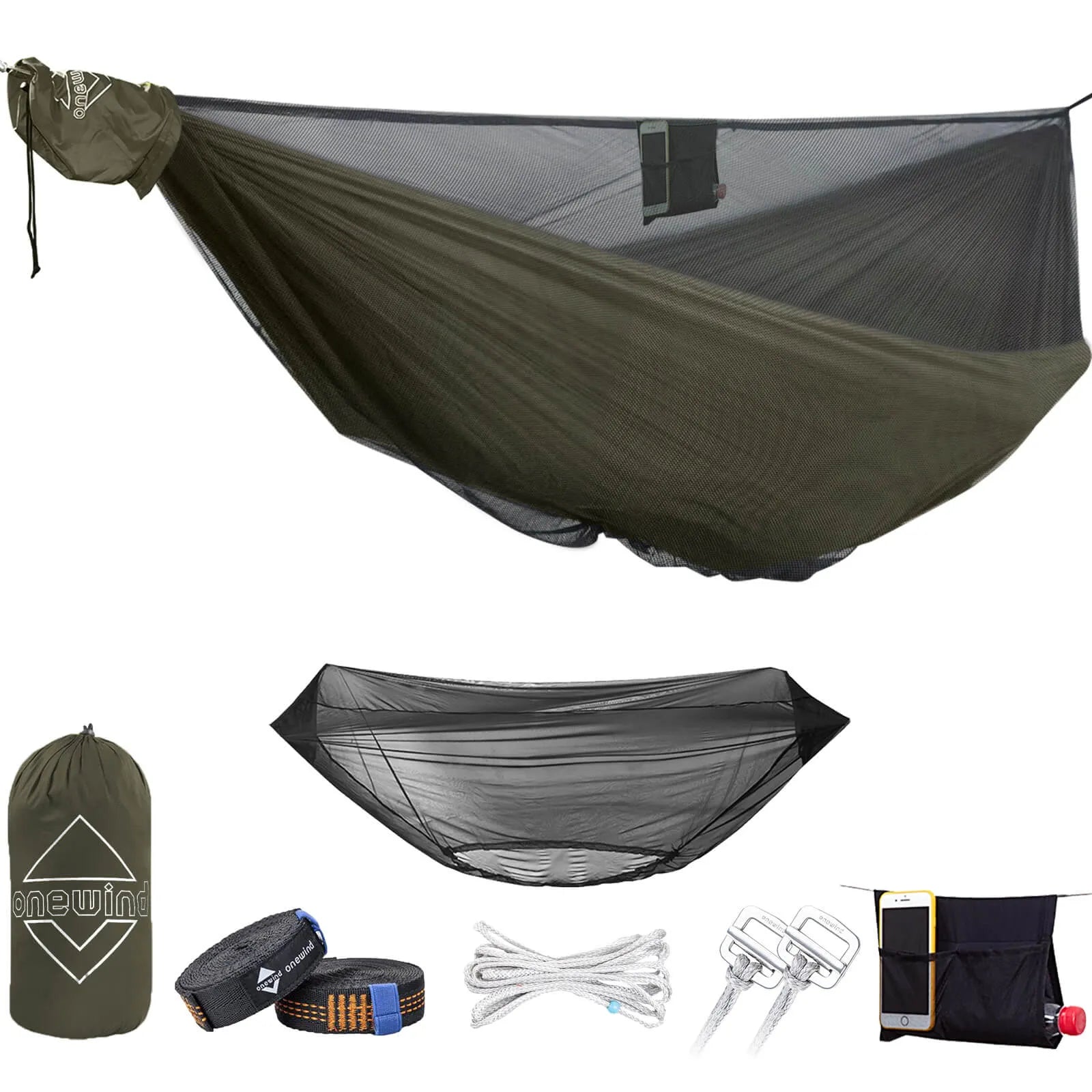 camping hängematte mit moskitonetz und regenschutz 11 Fuß Doppel Camping Hängematte mit Insektenschutznetz - All-in-One Insektenschutznetzsystem