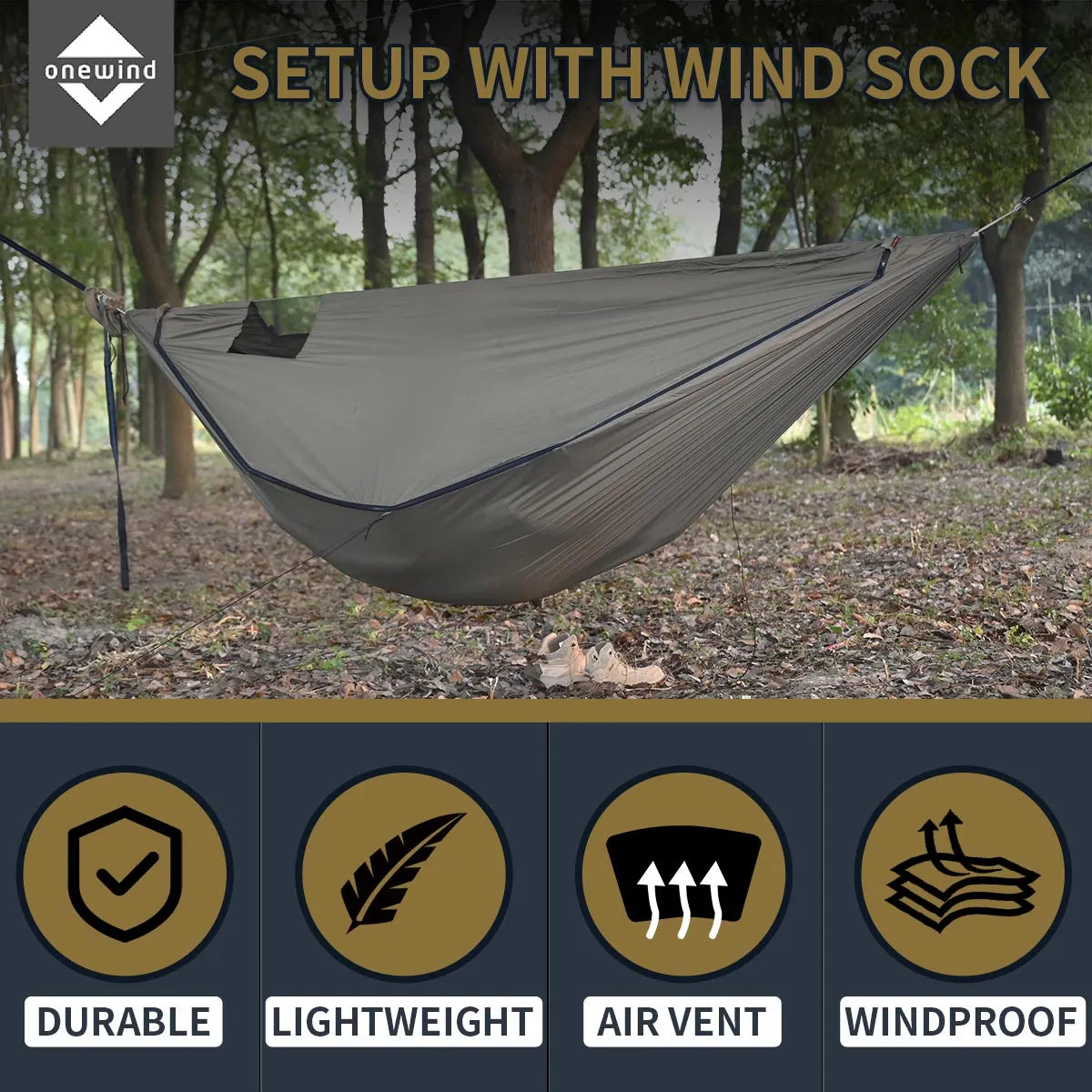 Hamaca Airstream de 11' con mosquitera desmontable con cremallera y funda contra el viento