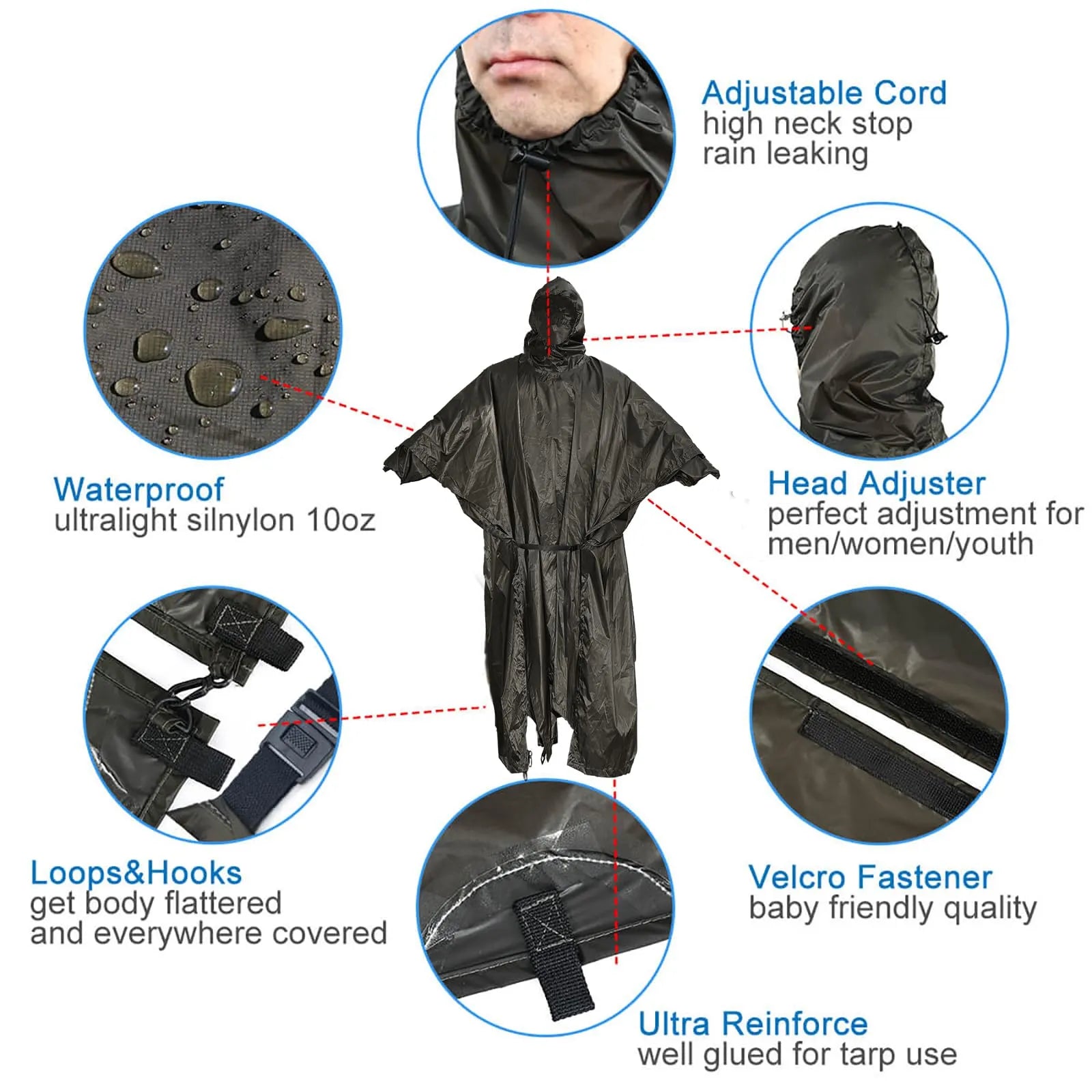 Extended-Length Ultralight Rain Poncho