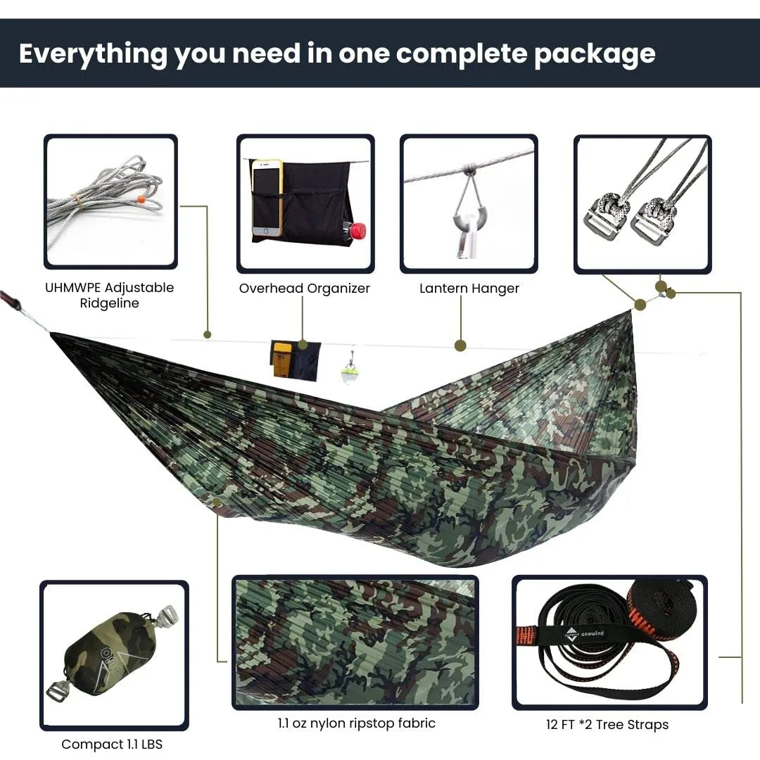 Whirlwind 11' Camouflage Ultralight Camping Hammock