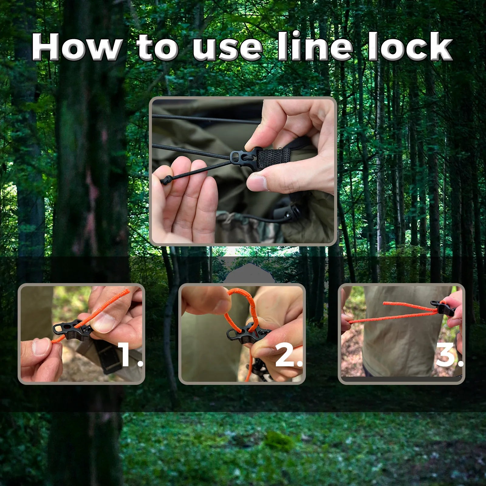 Guy Line Lock Tensioners And Tent Guyline Collection Systems - 10PCS