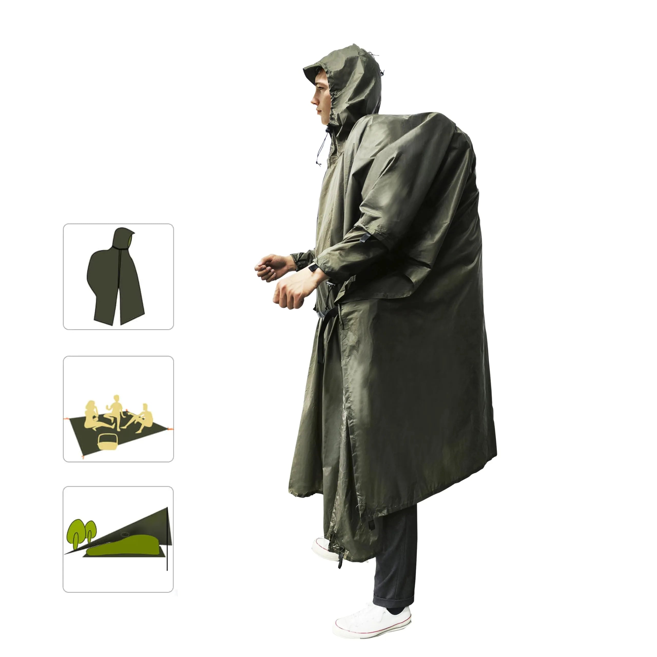 Extended-Length Ultralight Rain Poncho