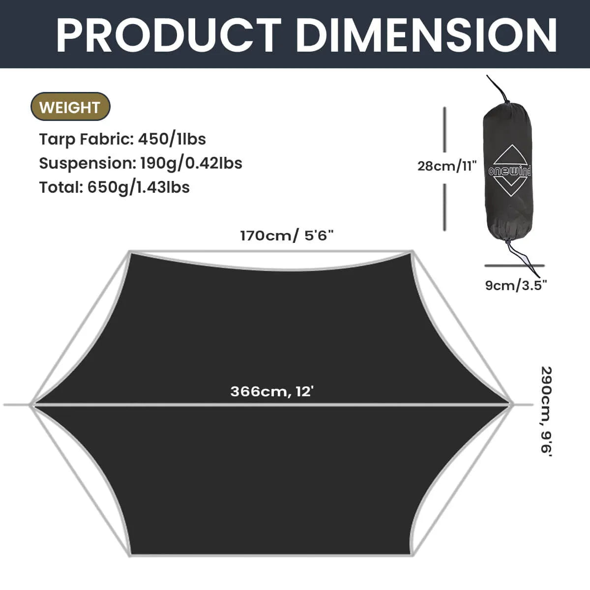 Nebula 12' Hexagonal Tarp Hammock Rain Fly