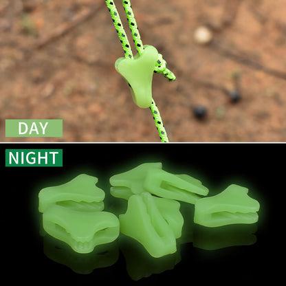 Fluorescent Guyline Adjuster for Outdoor Camping and Hiking - 20 Pcs