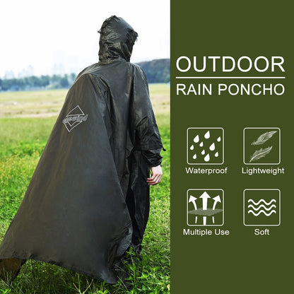 Extended-Length Ultralight Rain Poncho for Hiking and Camping